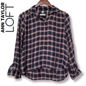 Ann Taylor Loft Long sleeves Plaid Button down  Shirt